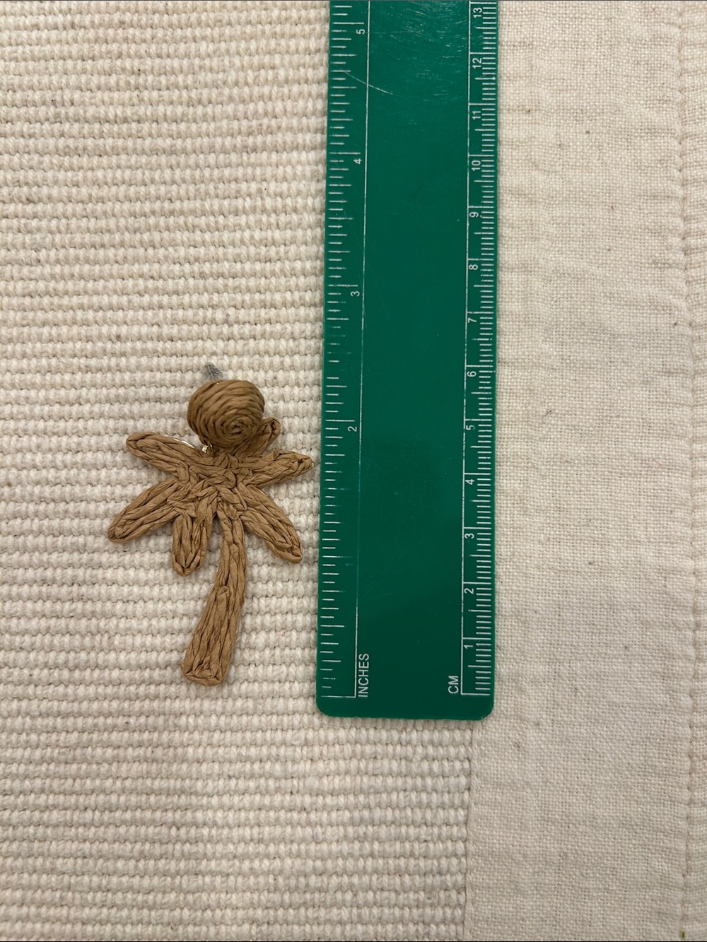 Woven Palm Tree Drop Earrings - Natural Tan - Picture 4 of 5
